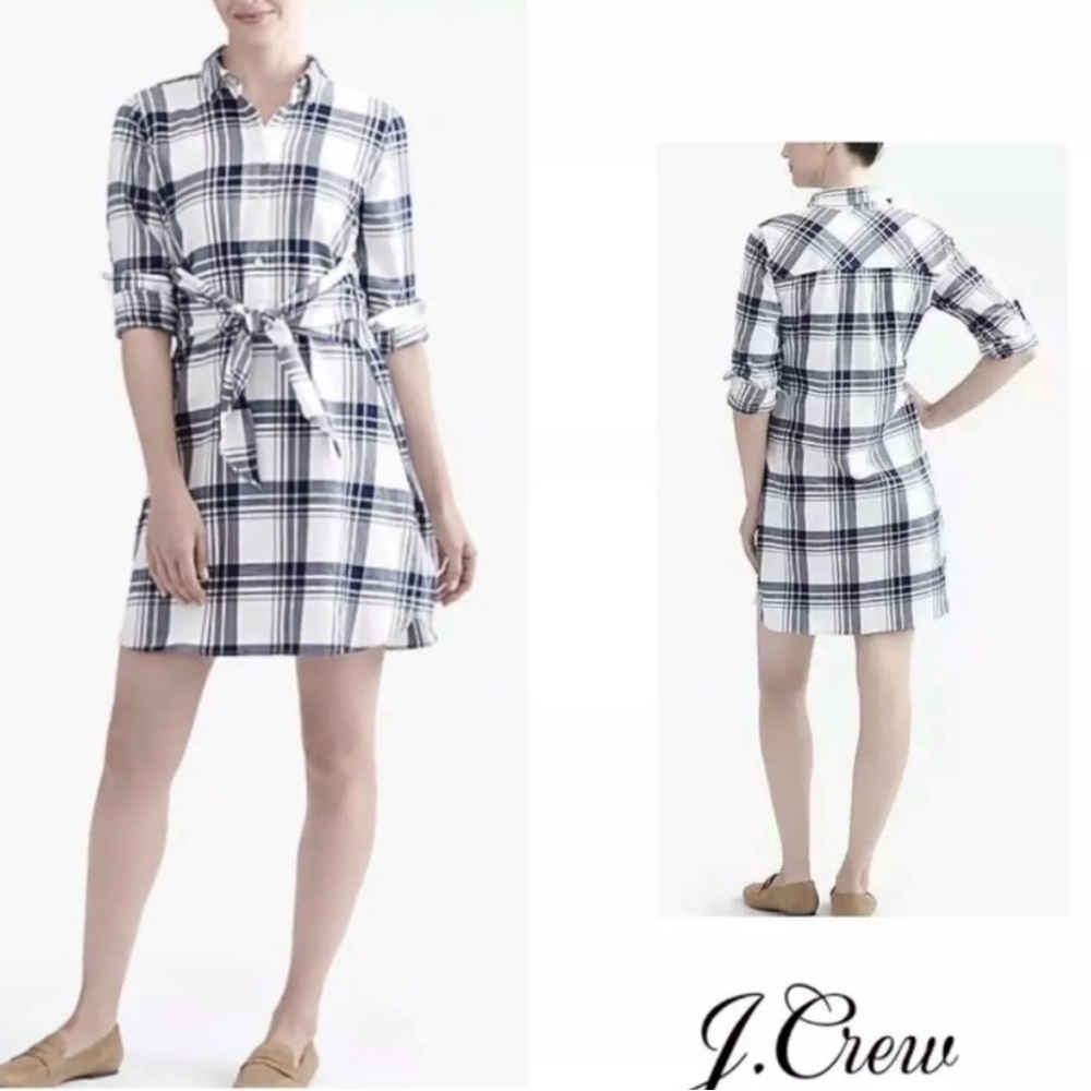 J. Crew Women's Navy and White Plaid Mini Dress